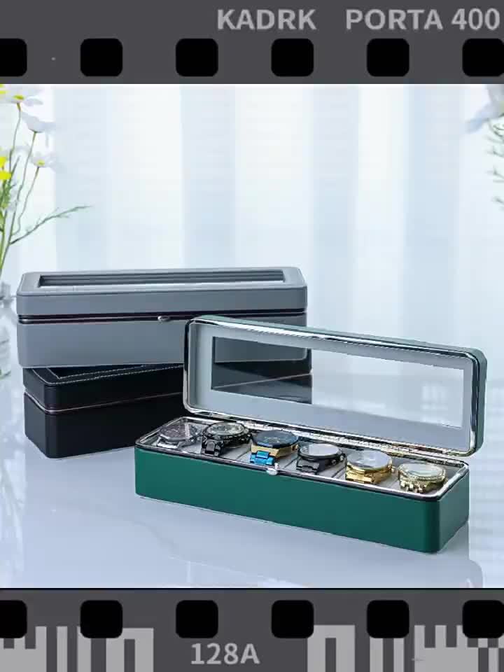 Porta Orologi di Lusso a 6 Scomparti con Coperchio Trasparente - Ampio Spazio di Stoccaggio, Adatto per Orologi Meccanici e al Quarzo da Uomo e da Donna, Design Portatile per Uso Domestico o in Viaggio, Soluzione per la Conservazione degli Orologi