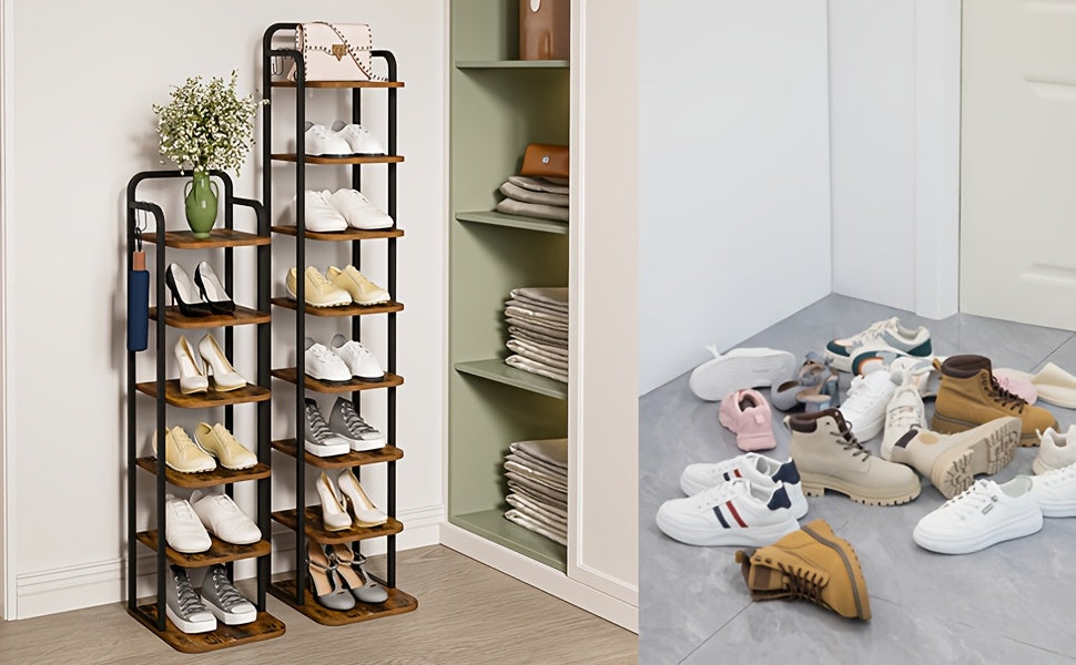 Rack per scarpe verticale, Marrone ruggine e nero per viaggio e veicolo – vista dettagliata 11