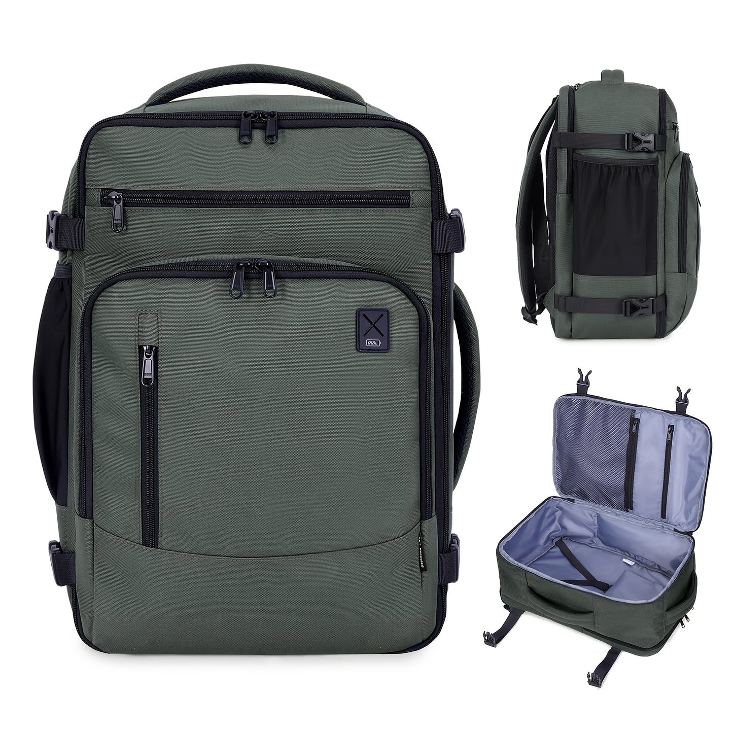Zaino da viaggio, verde felce per scuola e uso quotidiano – vista dettagliata 14