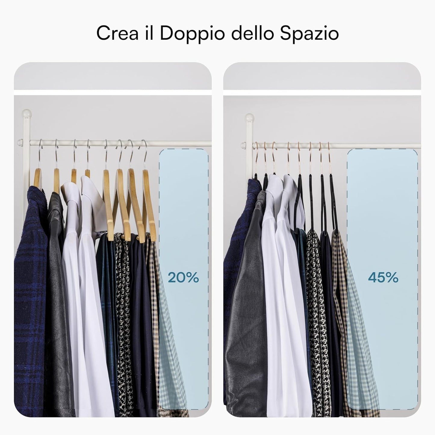 Baroni Home Grucce in Velluto Salvaspazio 44,5 cm – Appendiabiti Antiscivolo con Gancio in Oro o Argento – Design Elegante e Ultra Sottile, Ideali per Vestiti, Camicie, Cappotti – Alta Capacità di Carico – Set da 20 o 50 Pezzi per Organizzare al Meglio il