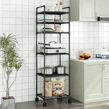 Scaffale portaoggetti a 5/6 ripiani con ruote - Organizer multistrato da 167.64 cm - Salvaspazio, regolabile e multifunzionale, adatto per cucina, bagno, soggiorno, ufficio e studio, soluzione di archiviazione perfetta, scaffale verticale, scaffale vertic