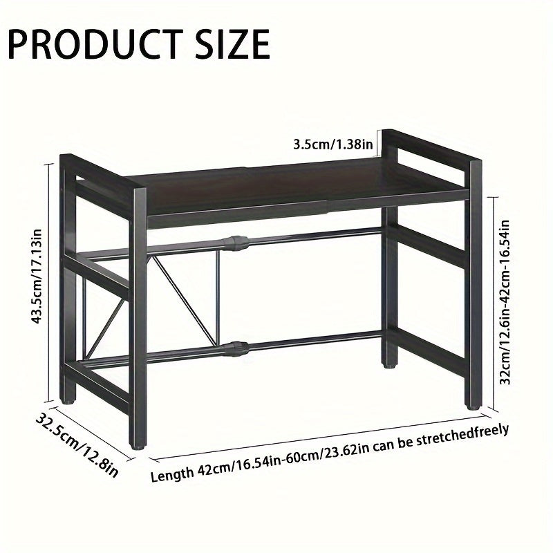 Mensola da Cucina Regolabile in Metallo, 1 Pezzo Espandibile, Scaffale Multiuso Robusto per Microonde, Ripiano di Archiviazione, Compatibilità Versatile, Mensola Espandibile per Microonde, Ripiano per Utensili e Stoviglie da Cucina, Mensola in Acciaio al