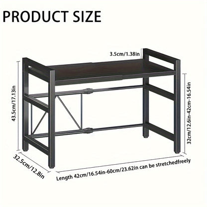 Mensola da Cucina Regolabile in Metallo, 1 Pezzo Espandibile, Scaffale Multiuso Robusto per Microonde, Ripiano di Archiviazione, Compatibilità Versatile, Mensola Espandibile per Microonde, Ripiano per Utensili e Stoviglie da Cucina, Mensola in Acciaio al