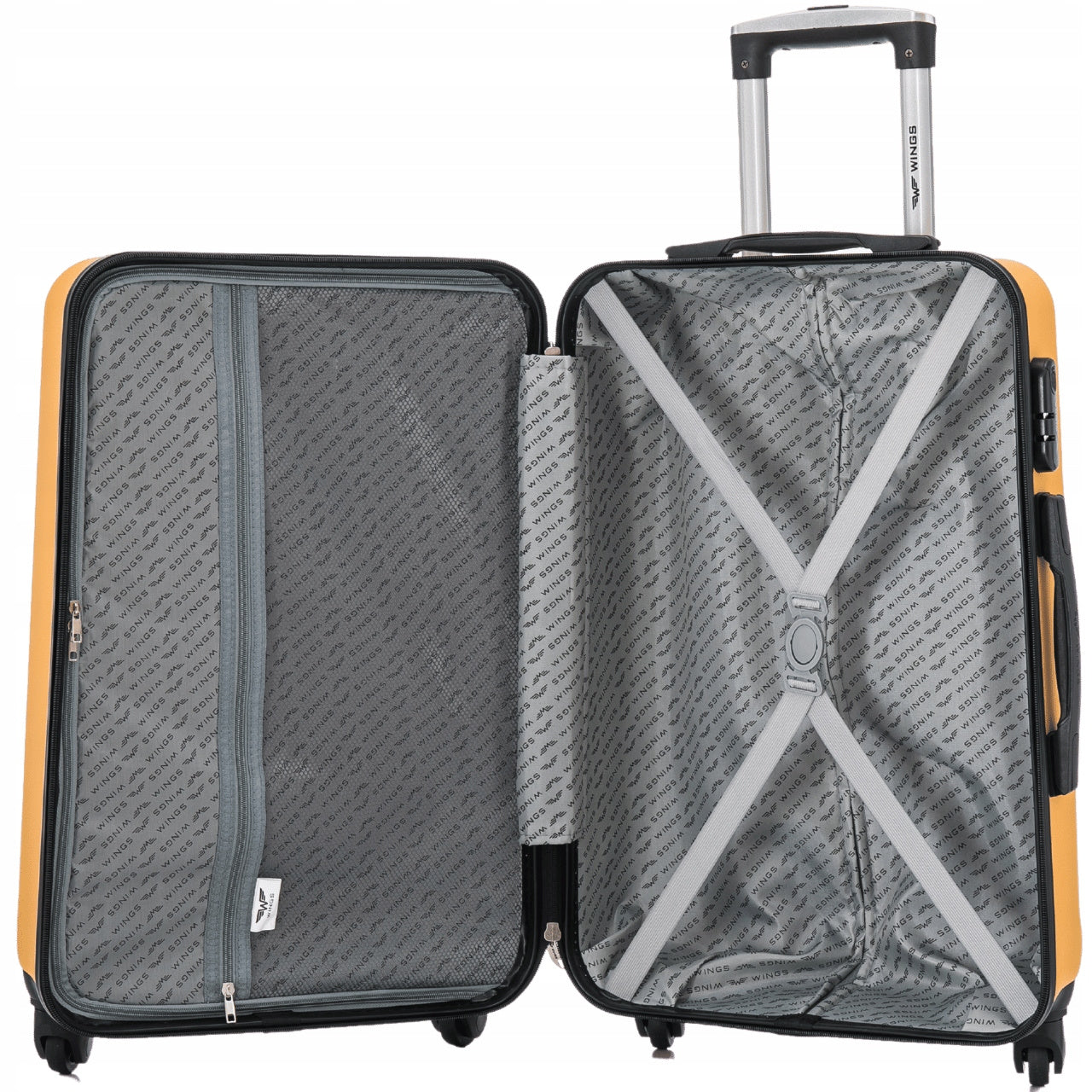 Valigia rigida grande XL, circa 75X47X27 cm o 66X42X24 cm o valigia da cabina 56X38X22 cm o 55X38X20 cm / 18" 20" 24" 28" / ABS+, maniglia telescopica regolabile, 4 ruote a 360°, lucchetto con codice, bagaglio a mano in colori rosa oro / champagne / giall