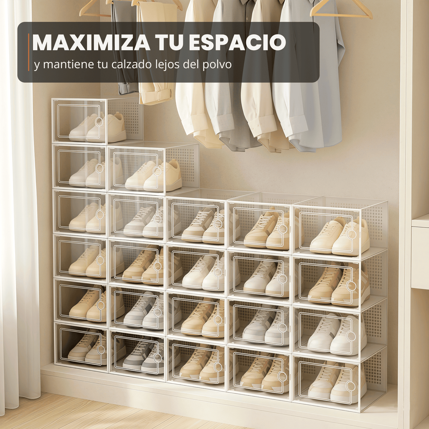 RELAXTY Organizzatore Scarpe – Scatole per Scarpe Impilabili Trasparenti con Apertura Frontale, Sistema Anti-Ribaltamento e Ventilazione