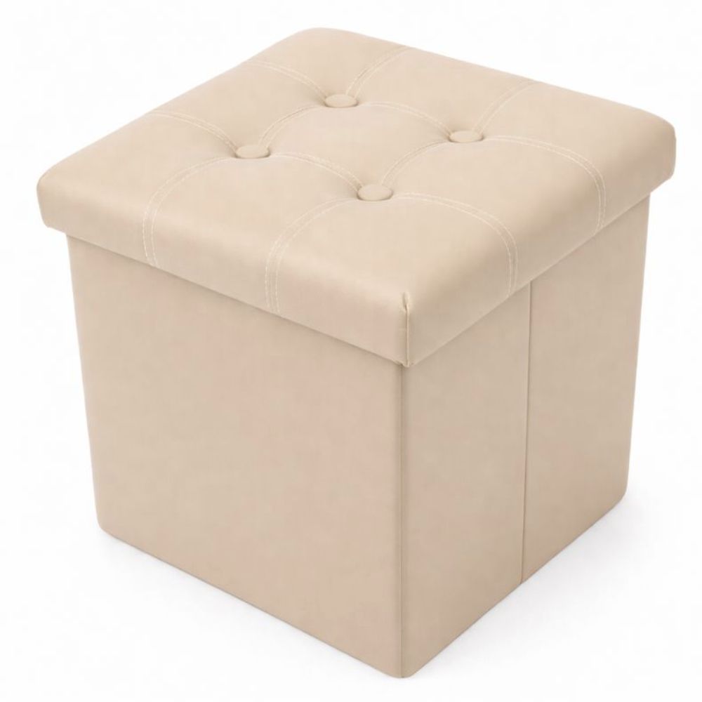 Cecaro Group Pouf Cubo Contenitore in Ecopelle Cecaro Group – 38x38 cm – Seduta Imbottita con Baule Salvaspazio – Trapuntato con Bottoni – Vari Colori