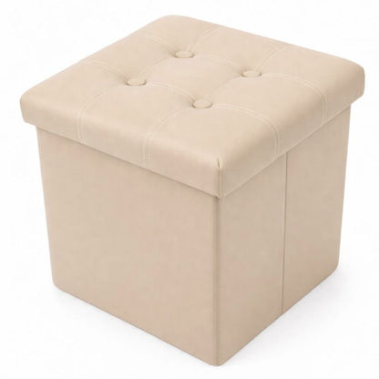 Cecaro Group Pouf Cubo Contenitore in Ecopelle Cecaro Group – 38x38 cm – Seduta Imbottita con Baule Salvaspazio – Trapuntato con Bottoni – Vari Colori