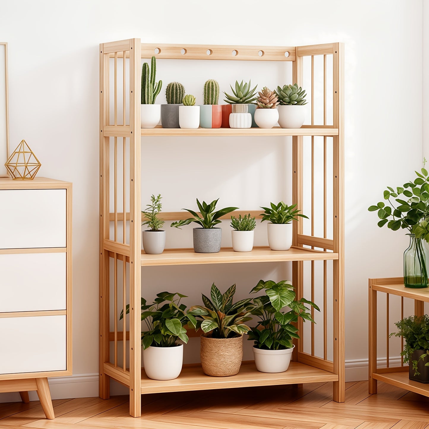 Scaffale a Più Livelli in Bambù di Grande Capacità, Resistente, Facile da Pulire, Soluzione di Archiviazione Multifunzionale, Adatto per Casa, Cucina, Camera da Letto e Soggiorno, Risparmio di Spazio, Accesso Facile, Scaffale Pratico, Scaffale Autoportant
