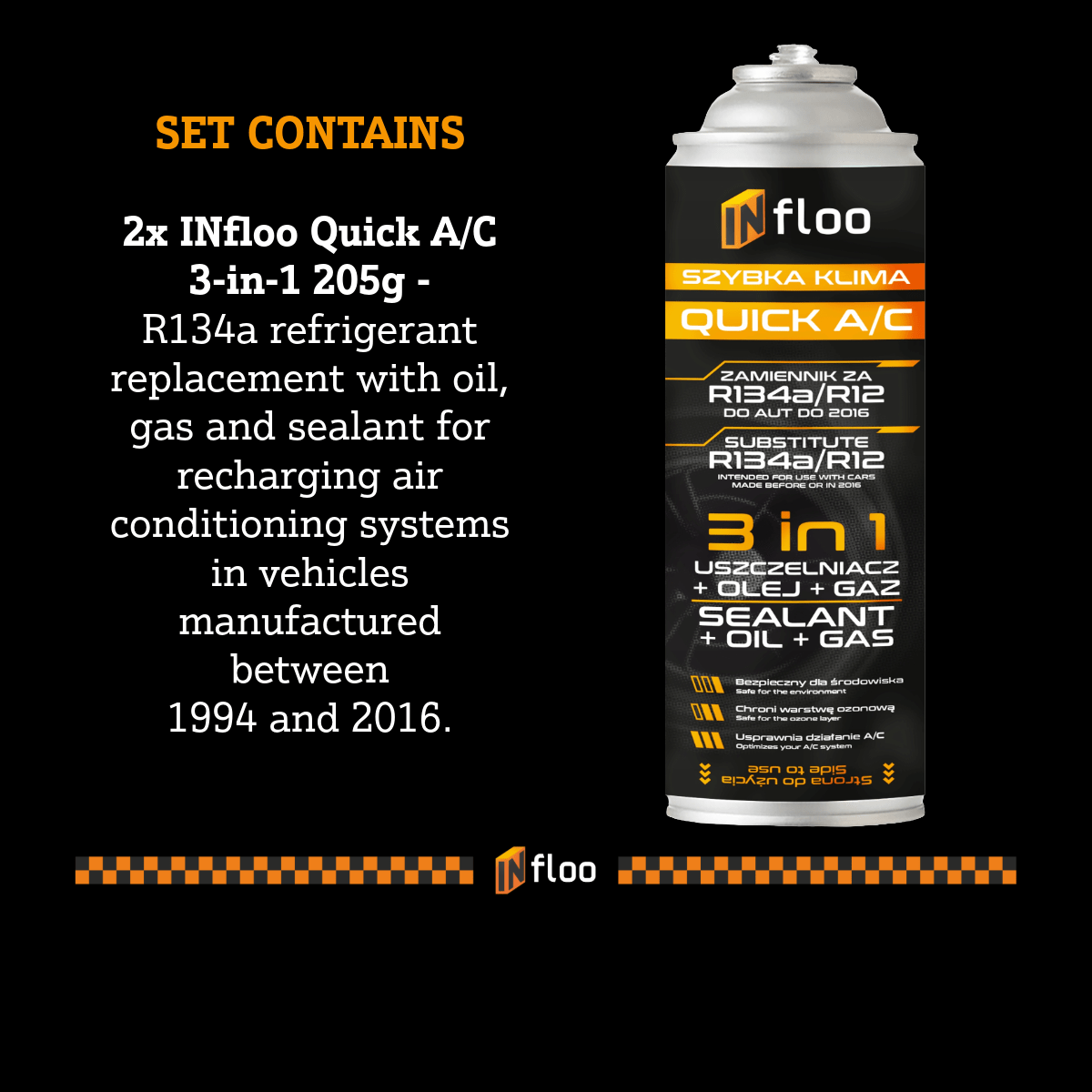 INfloo Set di 2 Tubi Flessibili QUICK A/C R134a 3-in-1 con Manometro per Refrigerante per Auto fino al 2016 Ricarica e Sigillatura Autoservizio Aria Condizionata Raffreddamento Istantaneo e Controllo Preciso della Pressione