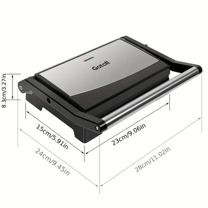 Griglia da tavolo, paniniere e sandwich maker, piastre a doppia griglia, contatto grill aperto a 180 gradi, 1000 W, rivestimento antiaderente, manici isolati, alloggiamento in acciaio inossidabile