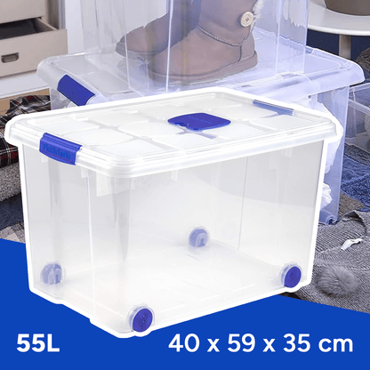 Scatola di Plastica per Organizzare Giocattoli, Libri, Documenti e Coperte - Chiusura Ermetica, Grande Capacità e Resistente - Dekohome