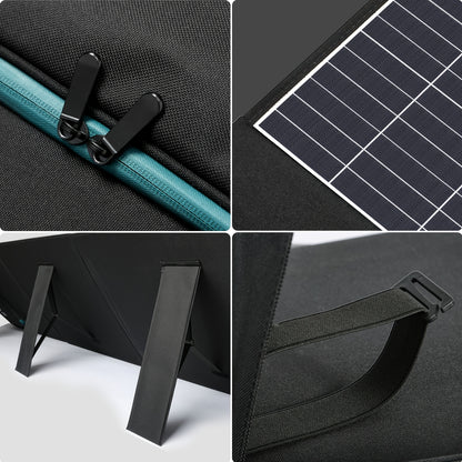 Caricatore Portatile Pieghevole a Pannello Solare Ricarica Rapida con USB-C PD3.0 USB QC3.0 DC 18V Leggero con Supporto per Campeggio Centrale Elettrica Generatore Solare Power Bank per Telefoni Cellulari, Senza Batteria