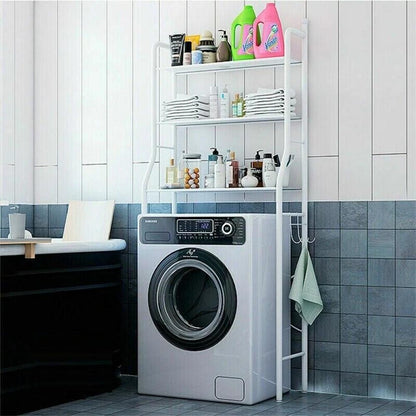 Scaffale per Lavatrice Organizer Bagno Salvaspazio con Mensole per Lavanderia e WC Rack Multifunzione