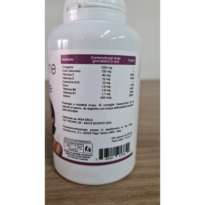 Integratore Collagene e Acido Ialuronico 180 Capsule con Coenzima Q10 e Biotina - Prodotto Naturale - Made in Italy - Spedizione veloce da magazzino locale