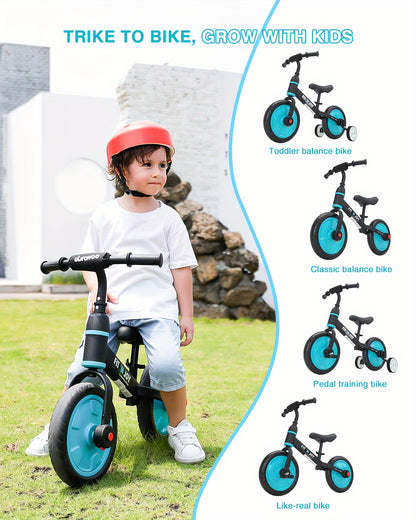 UBRAVOO Fit 'n Joy Bici per Bambini, Bici Bilanciata 4-in-1 con Pedali e Stabilizzatori, Triciclo-a-Bici per Ragazzi e Ragazze dai 2 ai 5 Anni