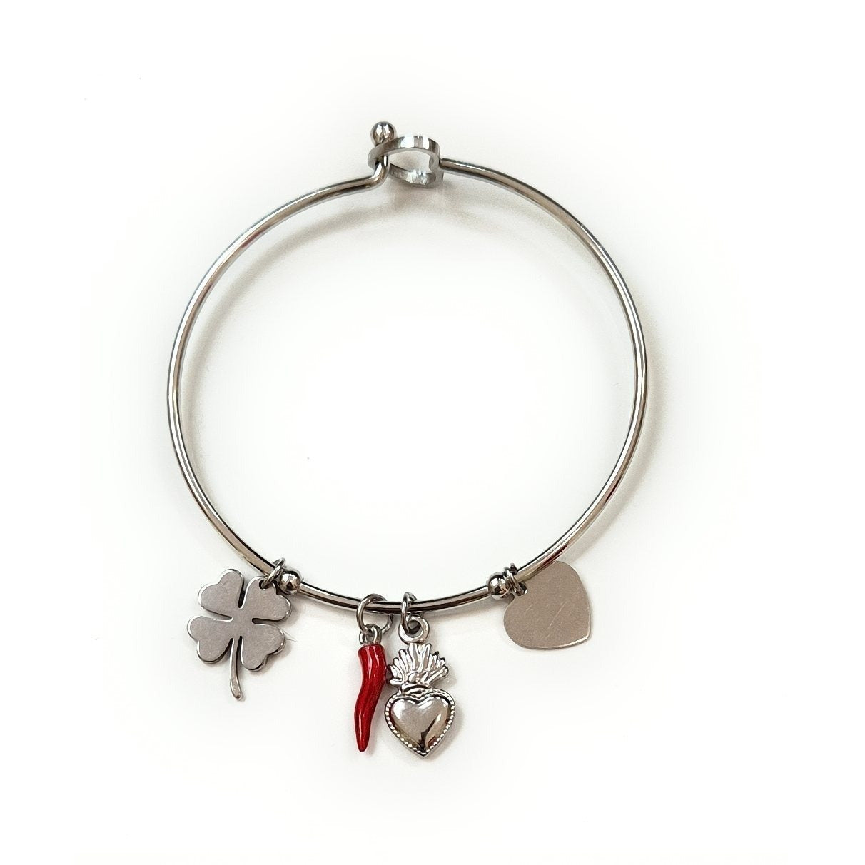 Bracciale donna rigido con corno Portafortuna