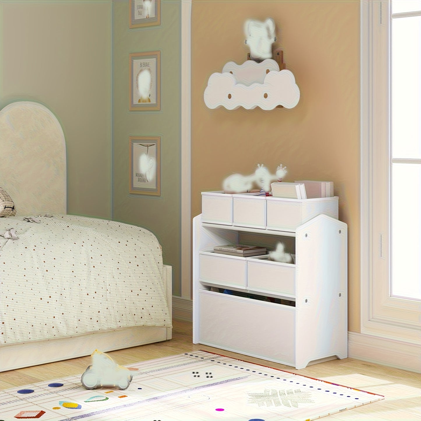 Mobiletto contenitore monoblocco con sei cassetti, ideale per organizzare e decorare la tua casa. Questa scatola portaoggetti in tessuto non tessuto è perfetta per varie stanze, tra cui soggiorno, camera da letto e bagno. Le dimensioni sono 63X60X30 cm, d