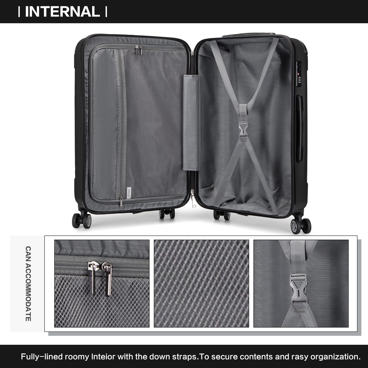 Valigia da imbarco 55x35x20cm a guscio rigido in ABS con trolley da viaggio, bagaglio a mano da cabina, 33L, regalo per Black Friday, Giorno del Ringraziamento, Natale