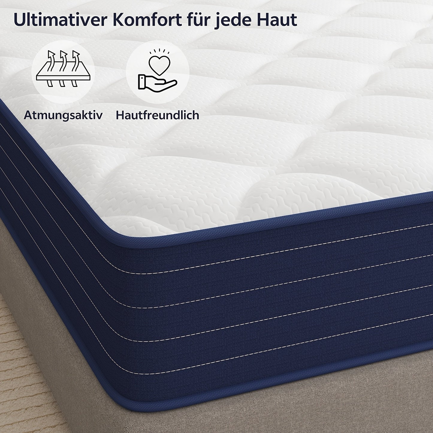 Materasso ibrido - Materasso a scomparsa 20/25 cm, molle con strato di schiuma comfort, supporto di media rigidità, tecnologia di assorbimento degli urti, superficie di sonno traspirante, pronto all'uso direttamente dalla confezione