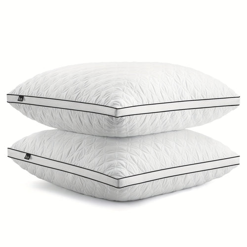 Set di 2 cuscini 80x80 | Cuscino ortopedico per chi dorme sul fianco realizzato con imbottitura in microfibra 1500gx2, cuscino traspirante per il collo, morbido e di supporto, lavabile, fodera e rivestimento in poliestere