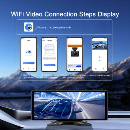 26,06 cm 4K Wireless CarPlay Android Auto Supporto Airplay SuperLink WiFi Video Fotocamera Dual DVR Anteriore e Posteriore B-T per Auto Camion Furgoni Supporto Fotocamera Posteriore con Registrazione in Loop e Riproduzione Video