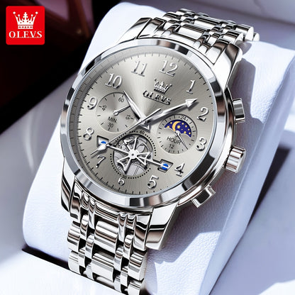 OLEVS Orologi da Uomo Classici Business Dress Analogico Quarzo Quadrante Digitale Orologio da Uomo Moda Lusso Bracciale in Acciaio Inossidabile Luminoso con Calendario Orologio da Polso da Uomo Regali Romantici Relojes De Hombre Quadrante Blu/Nero/Bianco/