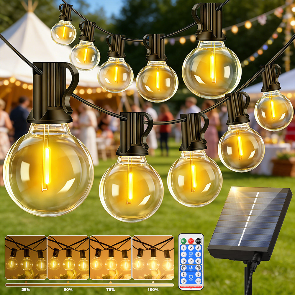 Catena Luminosa Solare da Esterno, 15M/20M/30M LED Luci da Giardino Dimmerabili Timer 8 modalità di illuminazione regolabili per Picnic Turistici, Atmosfera Decorativa, Illuminazione Cortile, Feste di Matrimonio, Cortili Esterni, Pergola Patio