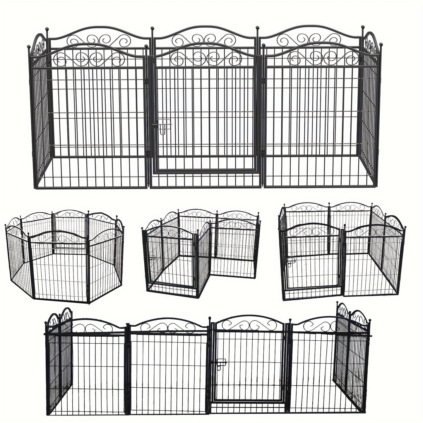 Pannello per cani in metallo per uso intensivo a 8 pannelli: Recinto per animali domestici, Recinto pieghevole per esercizio canino, con cancello, per cani di taglia piccola e media, Recinto per cuccioli, Recinto da gioco ed esercizio, per interni ed este