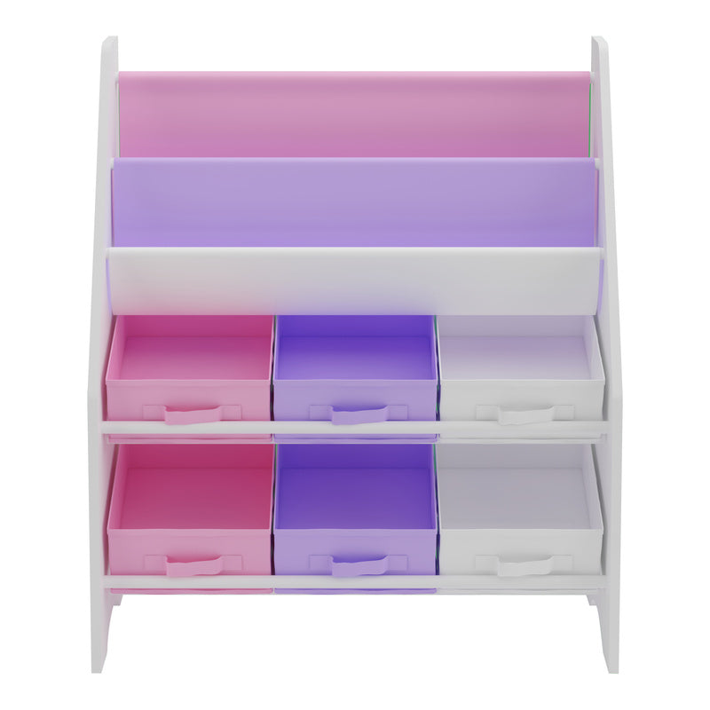 Scaffale per bambini 'Ponteceso' con 2 scomparti portaoggetti e 6 contenitori pieghevoli, 74 x 62 x 26,5 cm