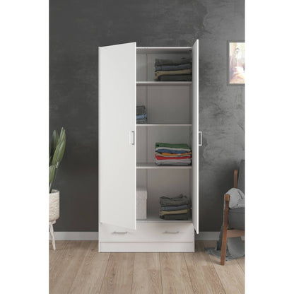 Guardaroba 2 ante Amylya, Mobile camera da letto, Cabina armadio portabiti, Armadio appendiabiti, 79x36 h170 cm, Disponibile in 2 colori