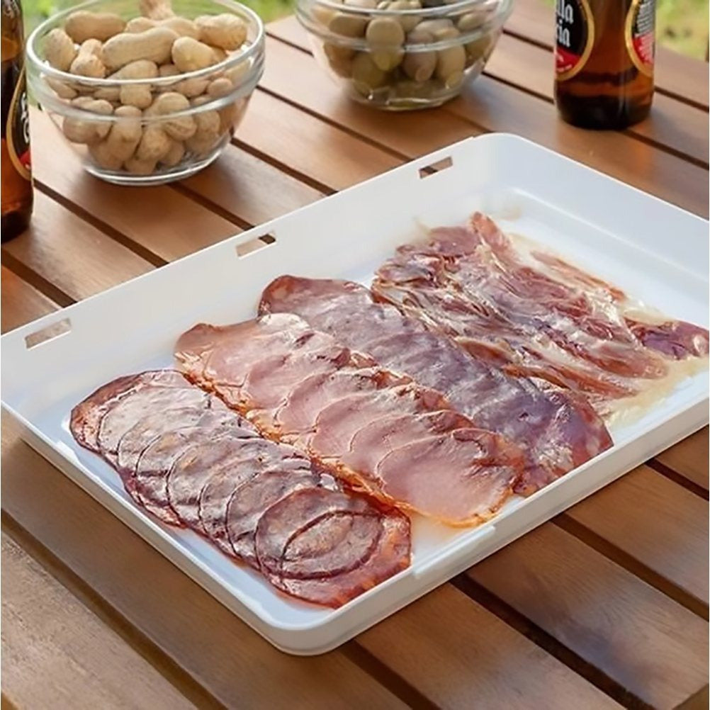 3 Vassoi Impilabili per Frigorifero, Contenitori per Alimenti Sottovuoto, Mantengono Freschi i Prodotti, Design Impilabile, 30 x 20 x 2,4 cm