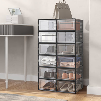 Set da 12 pezzi, Scatola per scarpe trasparente con apertura laterale, Scatola porta scarpe a grande capacità, Mobiletto/Scatola porta scarpe per la casa