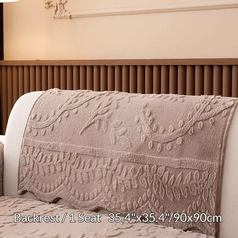 1 Coperta per Divano in Peluche con Stampa Leopardata - Finta Pelle Spessa e Calda, Antiscivolo e Adatta agli Animali Domestici, Bordo Decorativo a Foglie, Per Divani da 1-4 Posti e Sezionali, Lavabile in Lavatrice, Accessorio Comodo per Soggiorno o Camer