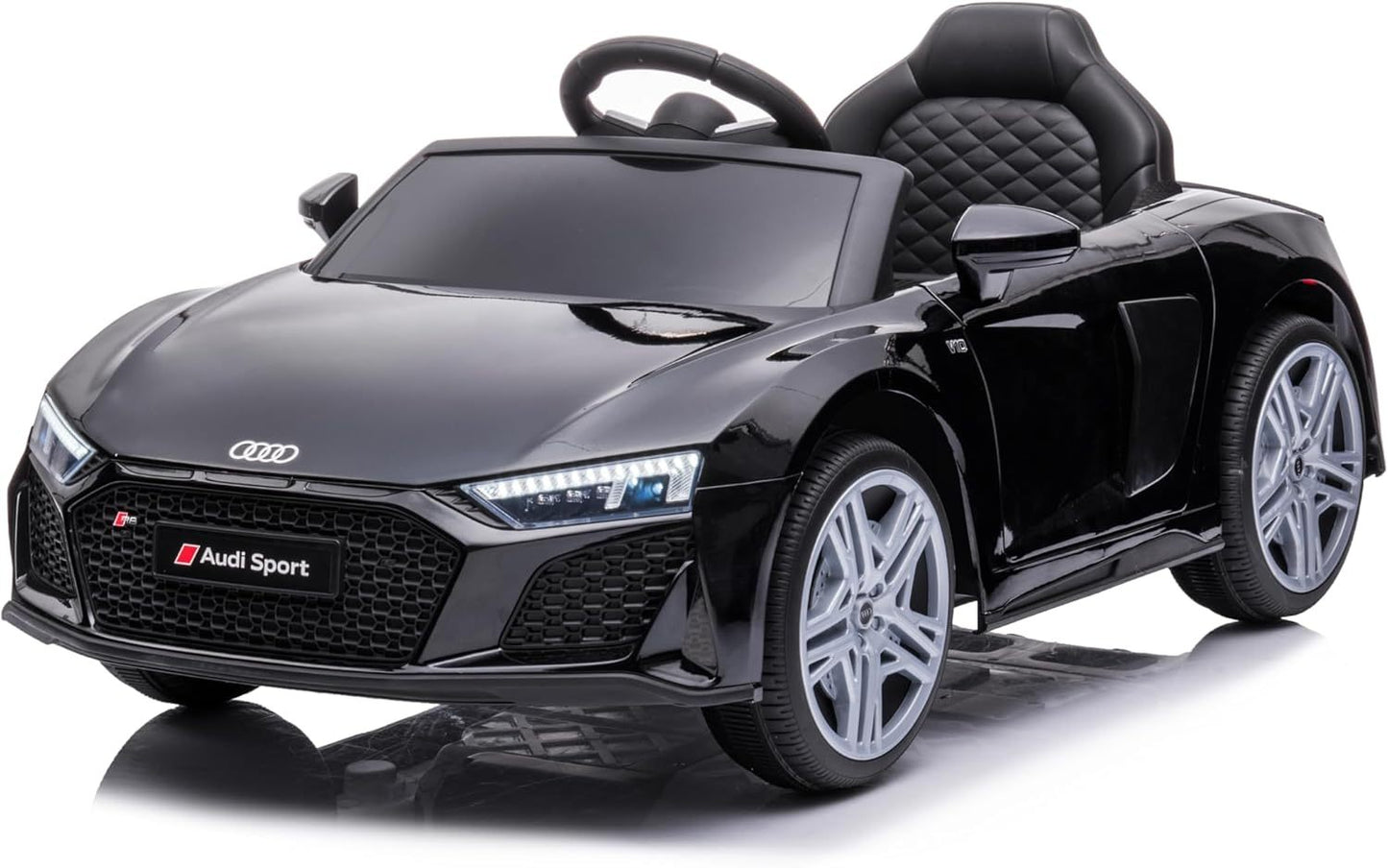 Baroni Toys Auto Macchina Elettrica per Bambini Audi R8 Sport, 12V Con MP3, Macchina telecomandata Full Optional, sedile in Eco pelle, porte apribili, Velocità 3-5 km/h, con Telecomando
