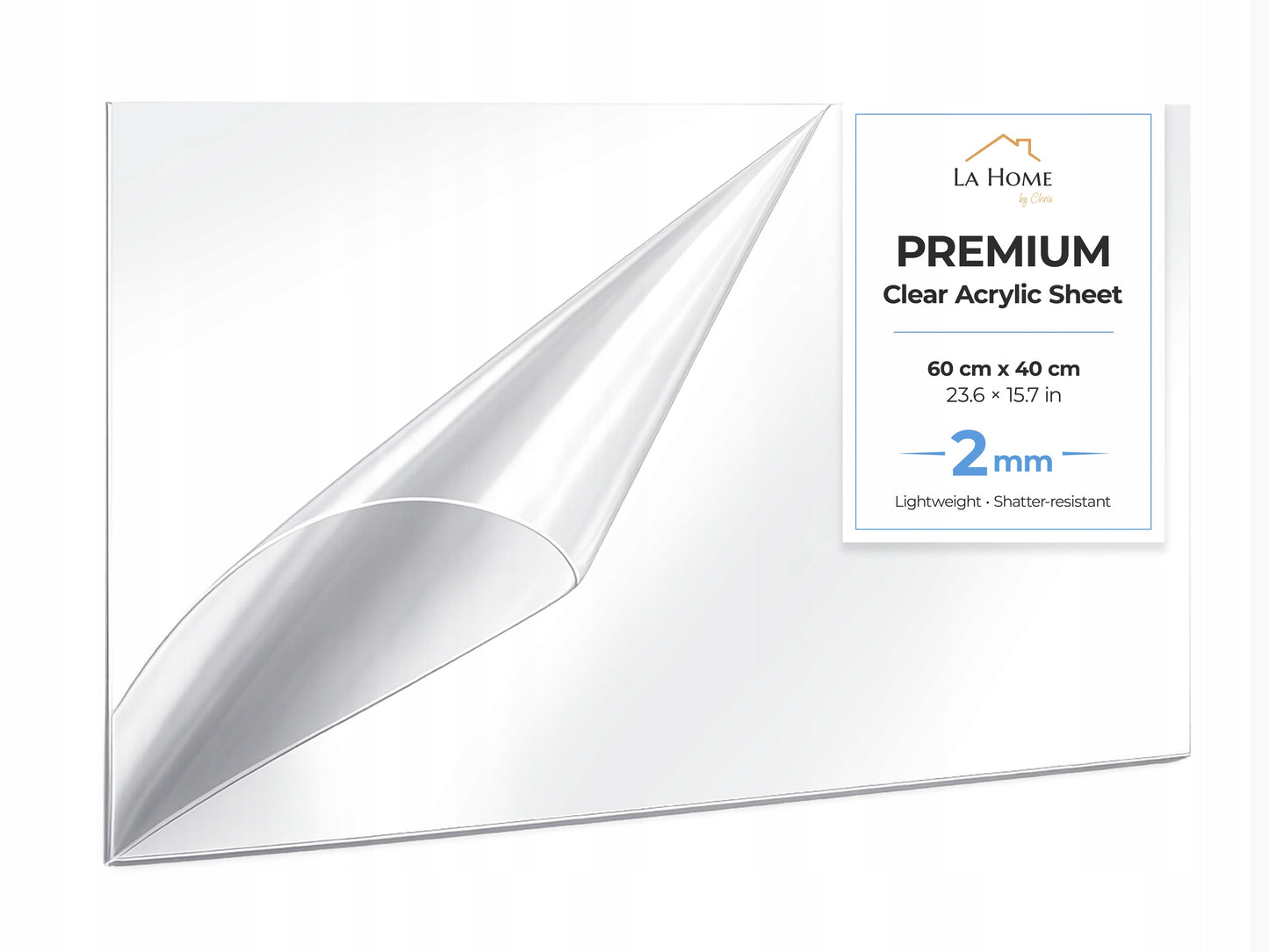 Foglio di Plexi PMMA 60x40cm | Lastra Acrilica Trasparente Trasparente | Spessori Disponibili: 2mm, 3mm, 4mm | Elevata Trasparenza 92% Effetto Vetro | Lastra di Plexi per Fai da Te, Pubblicità e Decorazione di Interni | Materiale Plastico Durevole per Ins