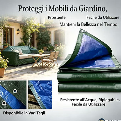 Telo Occhiellato Blu/Verde,Telone resistente, Telo Impermeabile,tessuto di alta qualità, multiuso, Adatto per Tetto,, con occhielli , ideale come regalo per familiari e amici, perfetto per cortili, giardini, patii e aree piscina,Barca, Ombreggiatura Veico