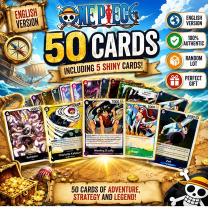 50 Carte TCG One Piece: 45 Carte Comuni / Rare + 5 Carte Holo Rare - Versione Inglese - 100% Autentico - Lotto Casuale