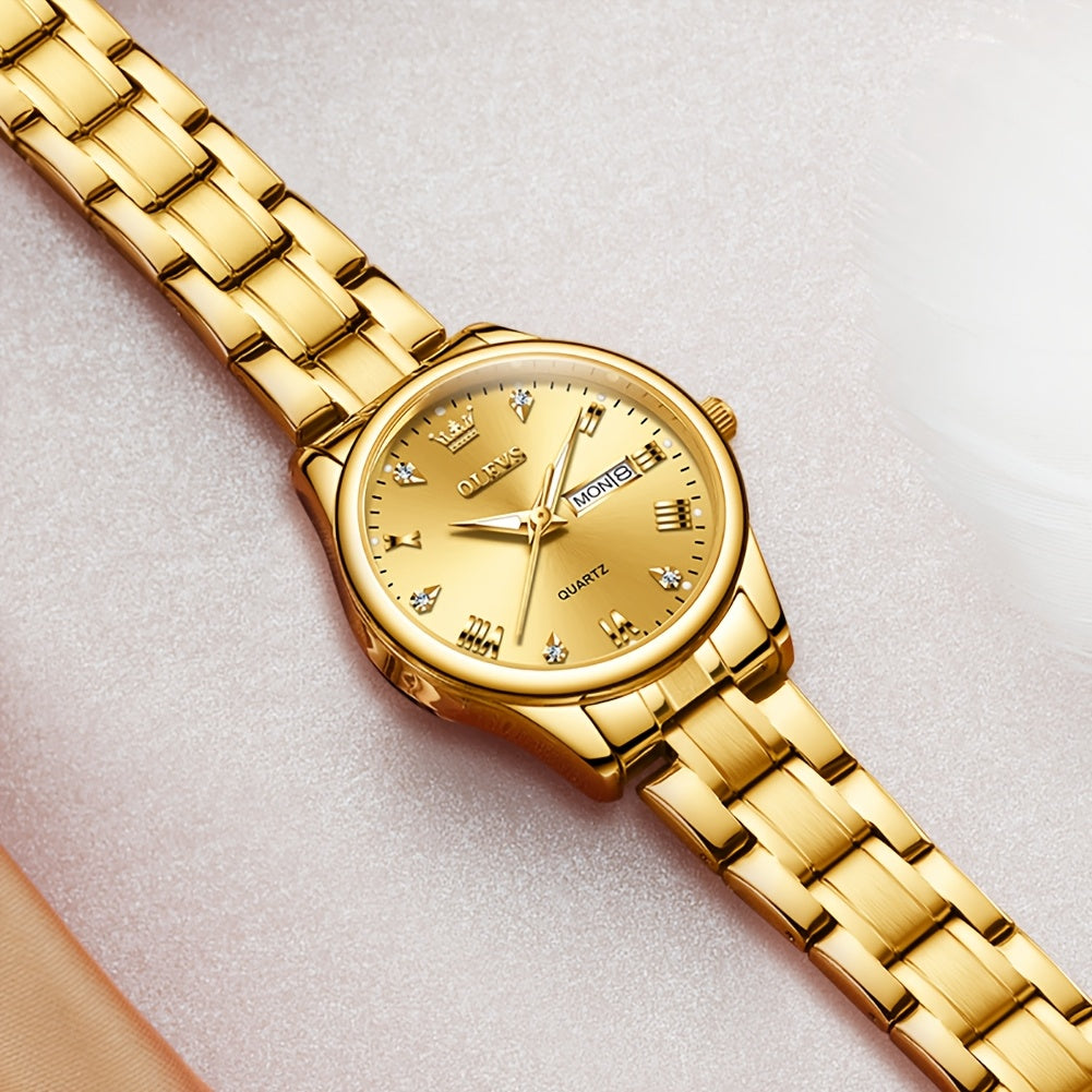 OLEVS Orologi da Donna Eleganti e di Lusso per Polso Piccolo, Quadrante Piccolo, Cinturino in Acciaio Inossidabile, Movimento al Quarzo Analogico, Data e Luminosità, Nero/Bianco/Oro/Blu