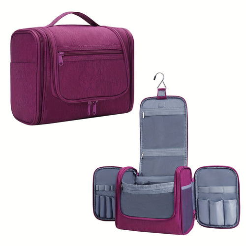 Grande Borsa da Toilette Multitasca con Gancio, Organizzatore di Trucco Elegante per Donne e Uomini, Chiusura con Cerniera Resistente, Design con Maniglia Superiore, Borsa da Viaggio per Toilette, Regalo di Natale
