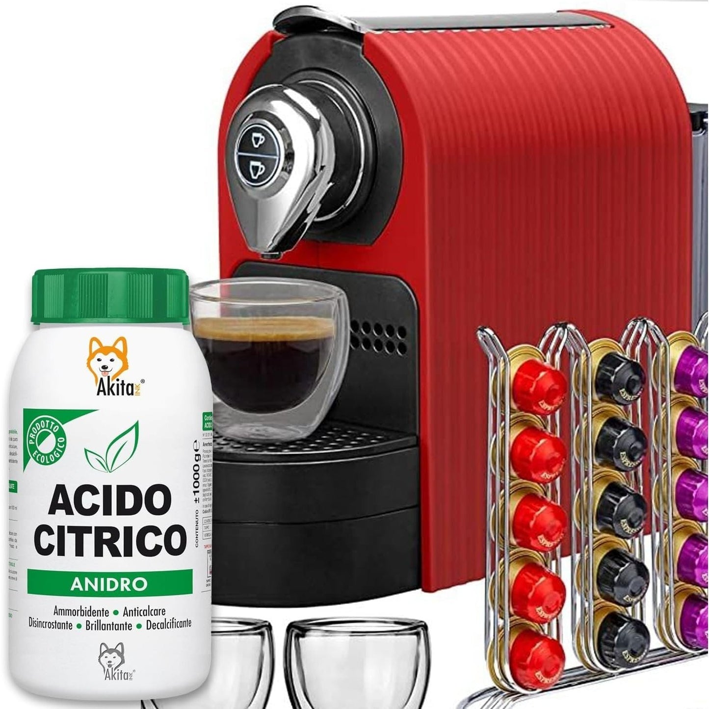 Akitaink Acido Citrico in Polvere, Multiuso per Pulizia e Igiene della Casa: Ammorbidente, Anticalcare, Brillantante, Disincrostante, Decalcificante - 2 kg