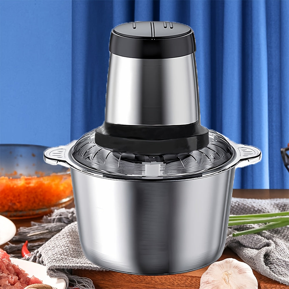 Robot da cucina in acciaio inossidabile, tritatutto, tritacarne elettrico 500W, 5L, tritacarne in acciaio inossidabile per cucina, verdure, cipolle, aglio, insalata, omogeneizzati, noci con 6 lame in acciaio inossidabile