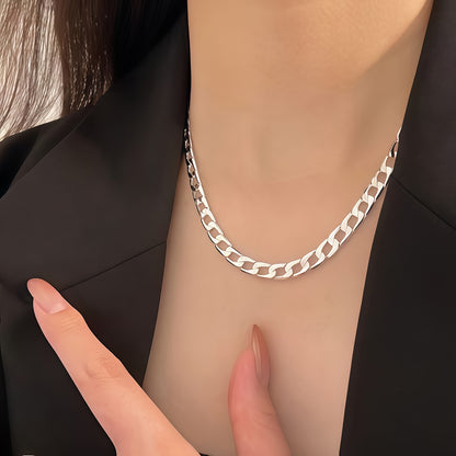 Collana catena cubana da 7 mm in argento sterling 925 adatta sia per uomini che per donne, stile punk hip-hop rock, adatta per abbigliamento casual e formale quotidiano, appassionati di moda di tendenza, Halloween, Natale, regali di compleanno, regali per