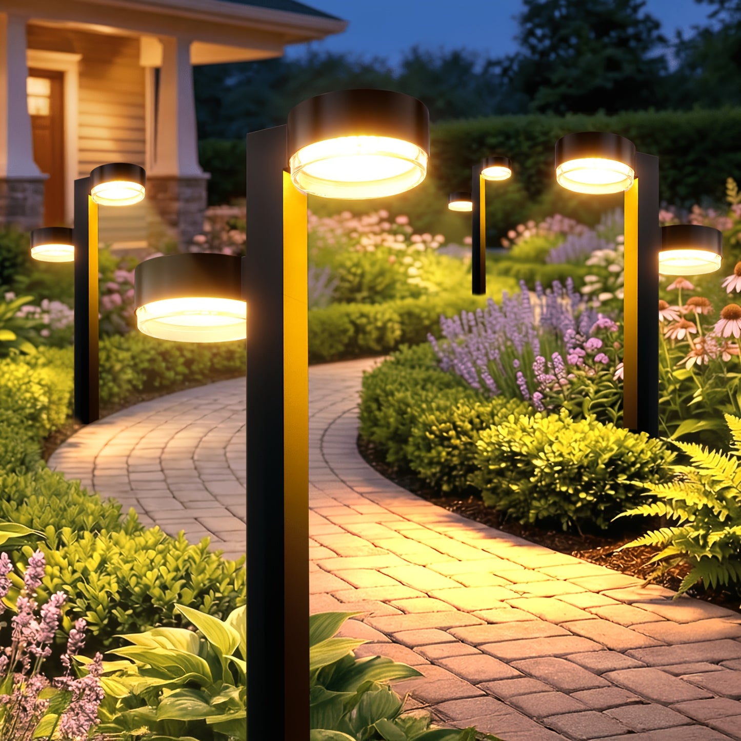 Confezione da 2/4/8 luci solari da esterno, luci solari da esterno a doppia testa super luminose IPX5 fino a 12 ore, luce da giardino automatica on/off per cortile patio vialetto marciapiede vialetto decorazioni natalizie per esterni, GEARITE