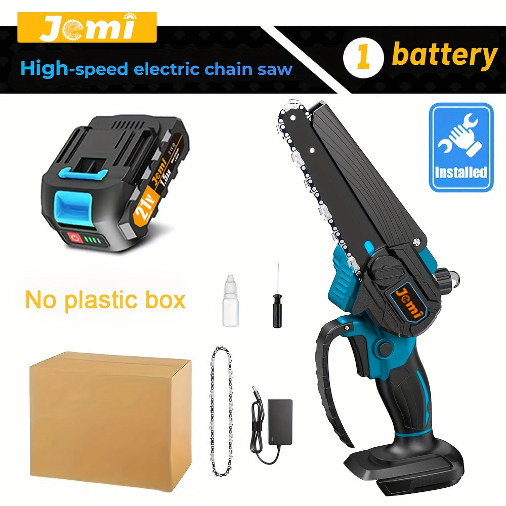 Jemi Tool 2025 Nuova Motosega Elettrica Senza Filo ad Alta Velocità da 6 Pollici Aggiornata, Sistema di Lubrificazione Automatica, Dotata di Batteria 1/2*1.5Ah, Catena 1/2, Adatta per il Taglio di Legno e Rami. Un Regalo Eccellente per Tuo Padre o Marito.
