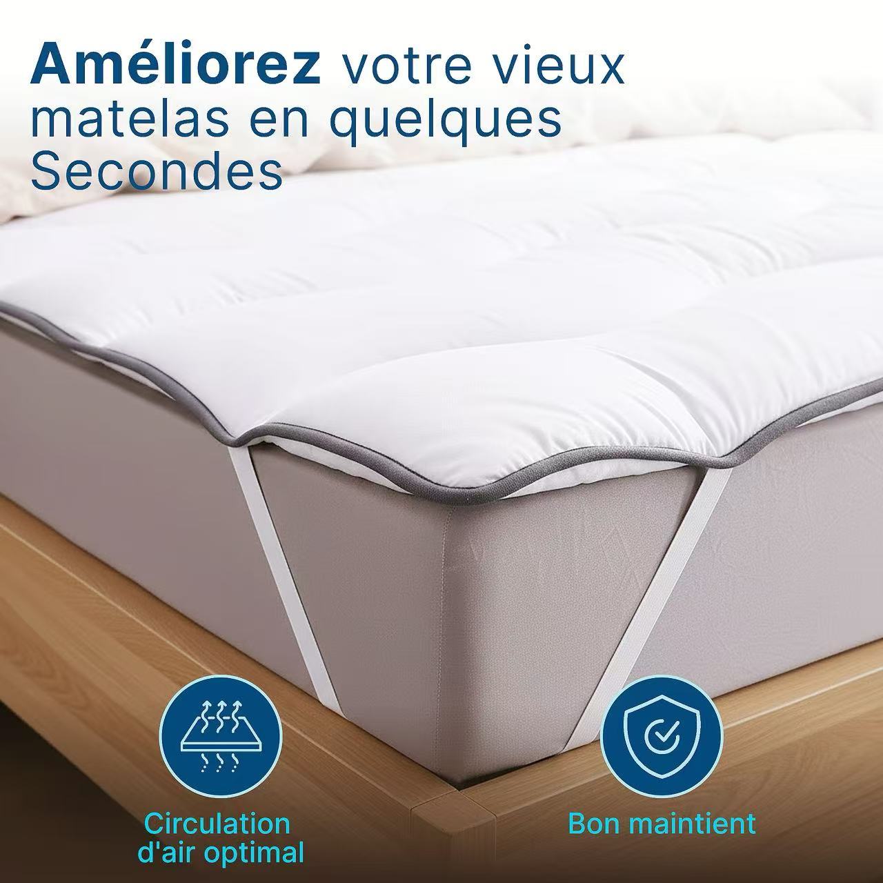 Materasso Cloud 600 Gsm Morbido e Traspirante in Fibre Vergini - Tessuto Morbido e Piacevole al Tocco, Design Ondulato Confortevole, Cinghie di Retenzione Elastiche, Lavabile in Lavatrice
