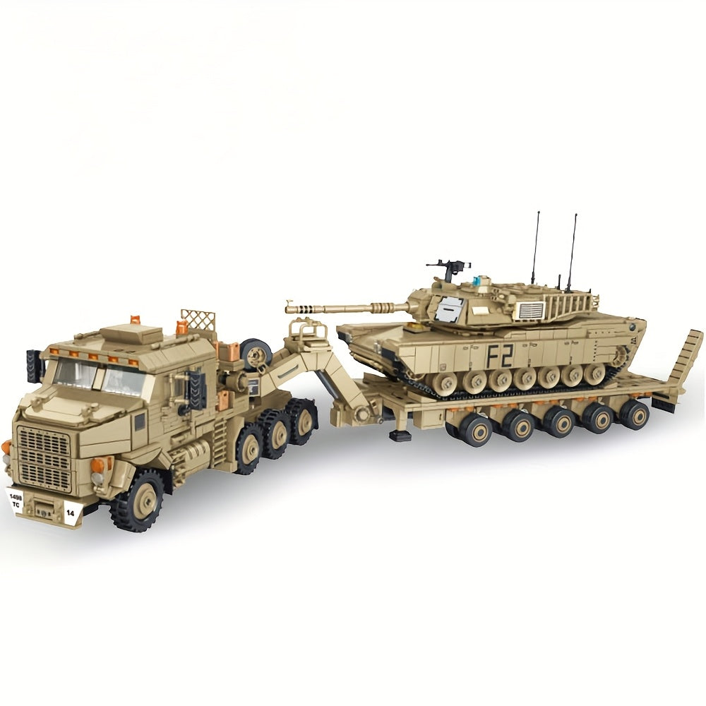 Set di Costruzioni Veicolo Pesante Trasportatore di Carri Armati 3482 Pezzi, Modello di Veicolo Corazzato da Trasporto MOC, Esposizione da Collezione per, Regalo per Appassionati di Modelli di Carri Armati 628015