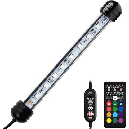 18-112Cm, Luce LED per Acquari, Illuminazione Subacquea, Luce Montabile, Lampada Copertura, Spina EU per Acquario con Telecomando, Cambio Colore RGB, Rosso/Verde/Blu, Senza Batteria
