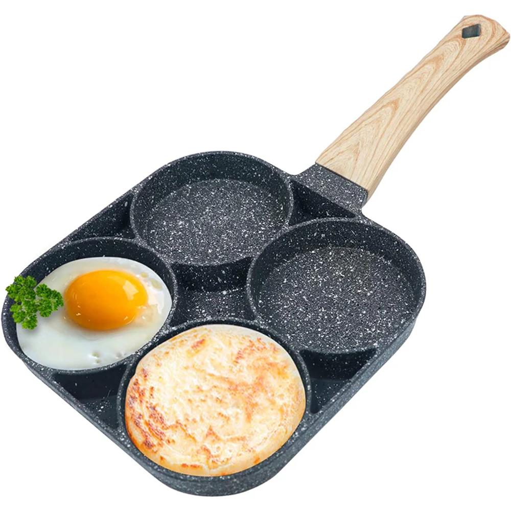 Padella Antiaderente a 4 Fori in Alluminio Perfetta per Uova Pancake Hamburger o Frittate