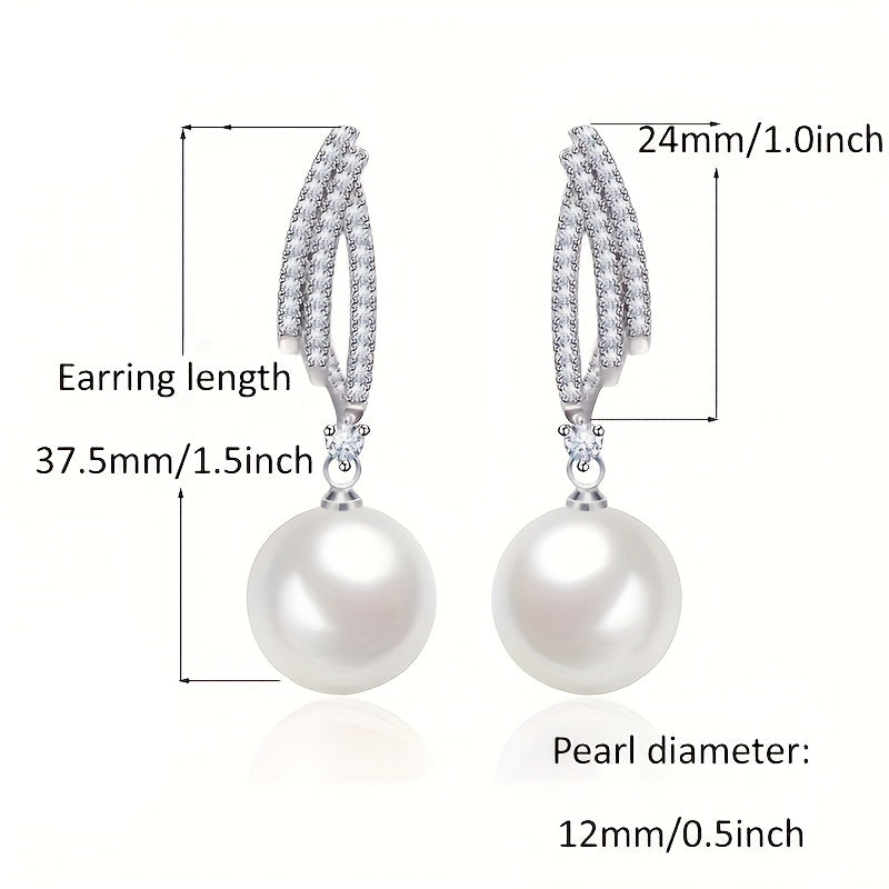 Eleganti e lussuosi orecchini di perle in argento 925, forniti in una confezione regalo di alta qualità