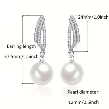 Eleganti e lussuosi orecchini di perle in argento 925, forniti in una confezione regalo di alta qualità
